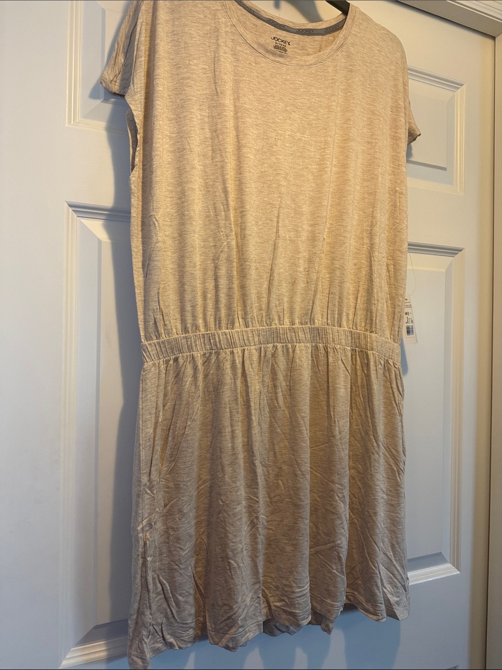 Jockey Women’s Beige Short Sleeve Elastic Waist Dress Size XL New in pkg